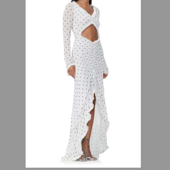 NWT AFRM Cat Ruffle Micro Maxi in Blanc Micro Dot Size S. - Picture 4 of 11